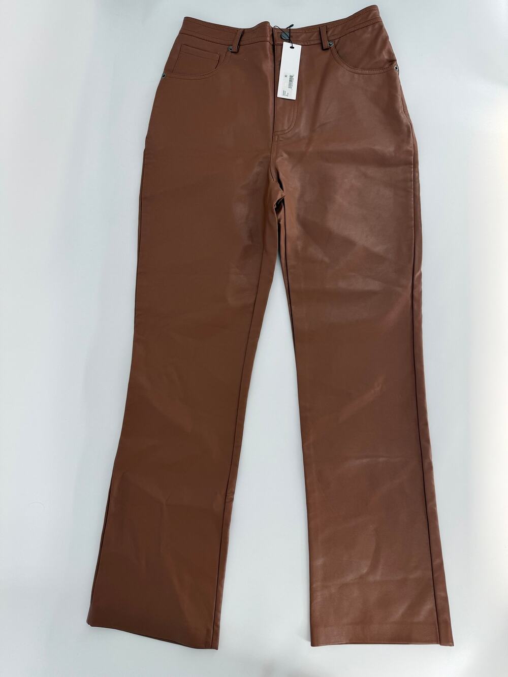 Steve Madden Josie Faux Leather Pants Womens 29 Cognac Brown Straight Leg NWT